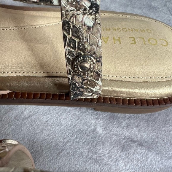 COLE Haan Women's Wilma Strappy Sandal Flat Ivory & Gold Size 8.5B - Picture 10 of 11